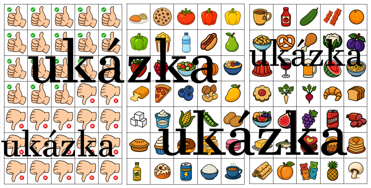 Zdravé a nezdravé potraviny/jídlo - kartičky (doplňková sada)