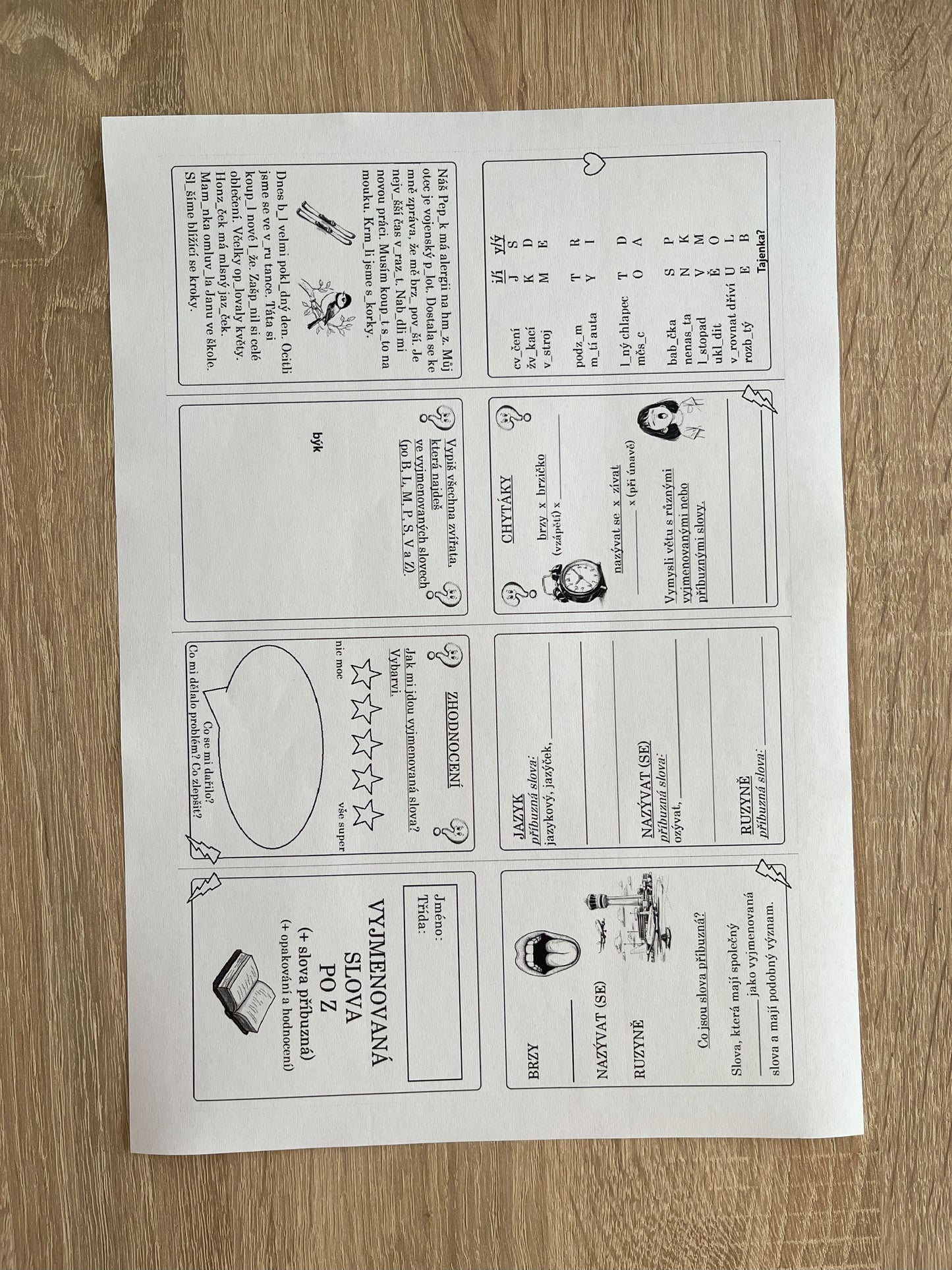 Vyjmenovaná slova P, S, V, Z - přehled