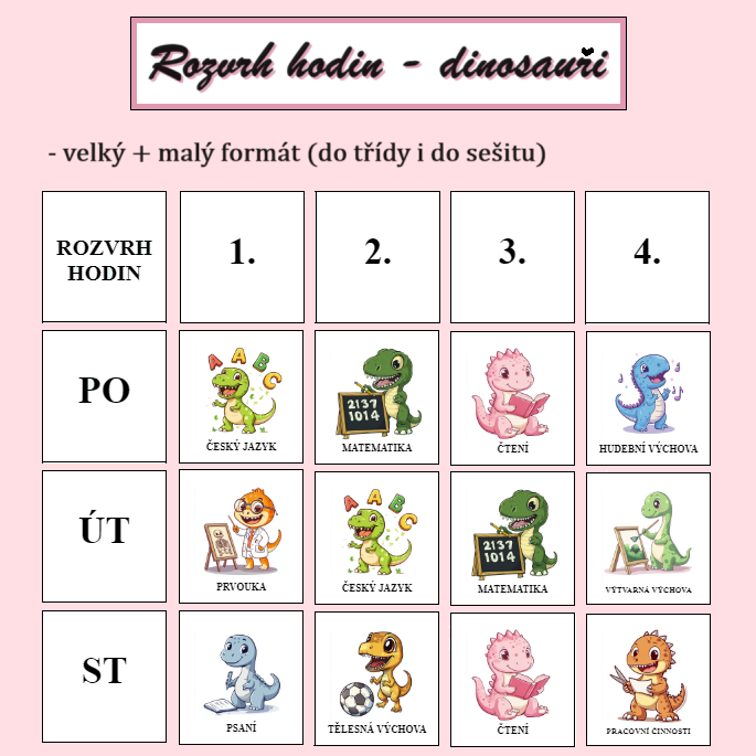 Rozvrh hodin - dinosauři