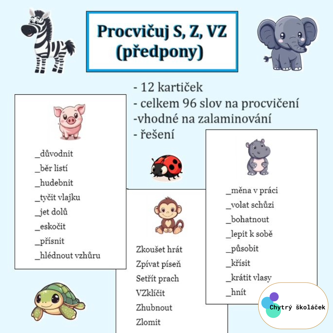 Procvičuj S, Z, VZ (předpony)