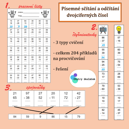 Písemné sčítání a odčítání dvojciferných čísel