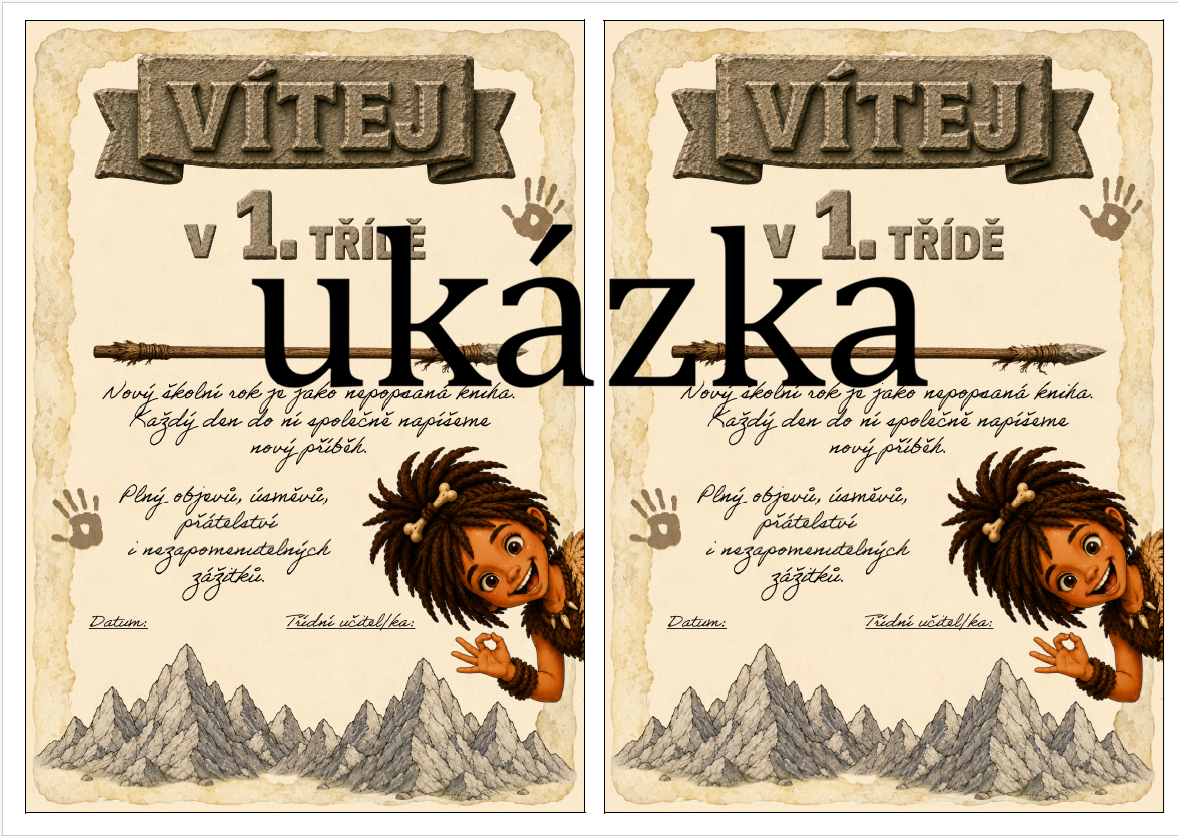 Uvítací listy - PRAVĚK (výzdoba)