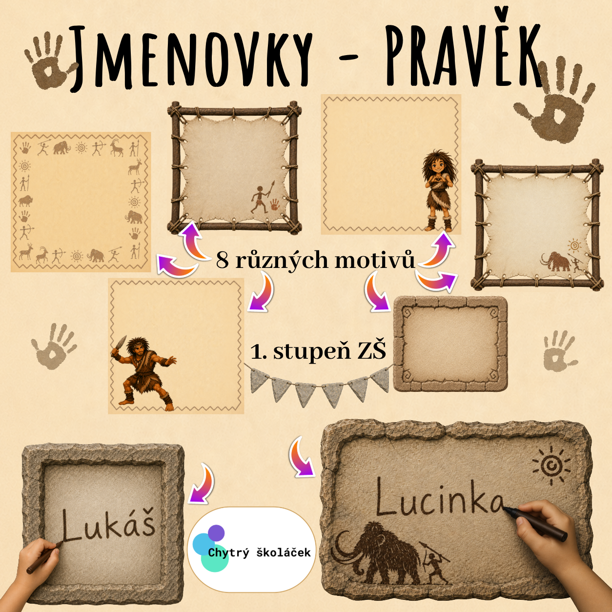 Jmenovky - PRAVĚK (výzdoba)