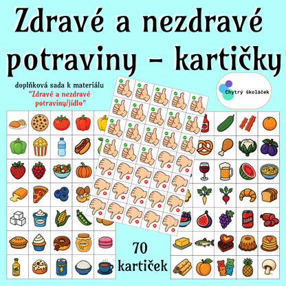 Zdravé a nezdravé potraviny/jídlo - kartičky (doplňková sada)