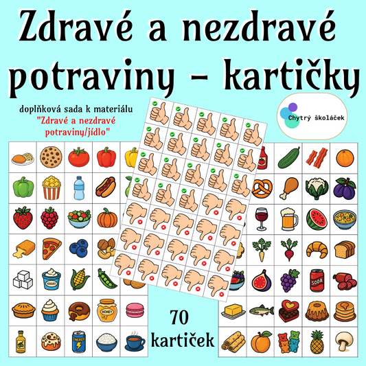 Zdravé a nezdravé potraviny/jídlo - kartičky (doplňková sada)