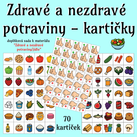 Zdravé a nezdravé potraviny/jídlo - kartičky (doplňková sada)