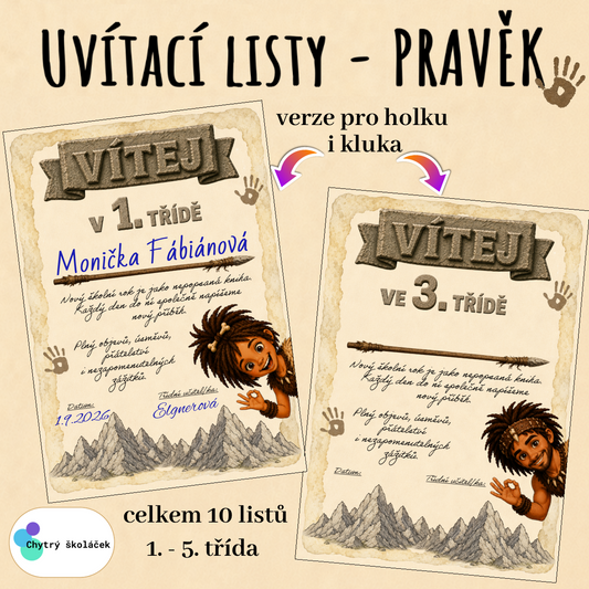 Uvítací listy - PRAVĚK (výzdoba)